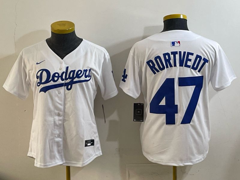 Women Los Angeles Dodgers #47 Rortvedt White blue 2026 Nike Game MLB Jersey 001->women mlb jersey->Women Jersey